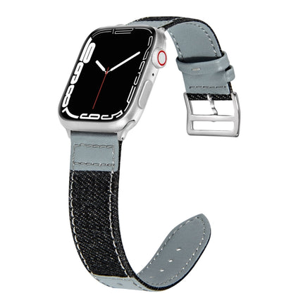 Denim Fit Leather Replacement Watch Strap For Apple Watch Series, 7 41mm / 6&SE&5&4 40mm / 3&2&1 38mm, 7 45mm / 6&SE&5&4 44mm / 3&2&1 42mm - DealBuddy