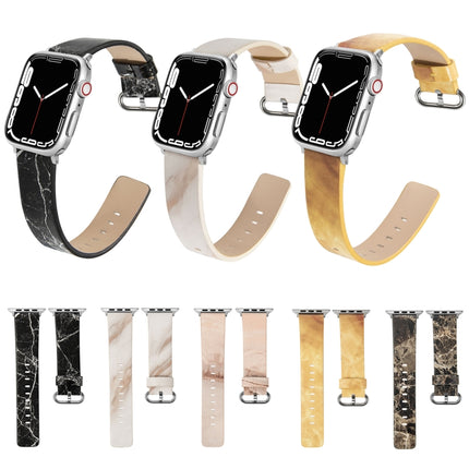 Marbled Leather Strap For Apple Watch Series, 7 41mm / 6&SE&5&4 40mm / 3&2&1 38mm, 7 45mm / 6&SE&5&4 44mm / 3&2&1 42mm - DealBuddy