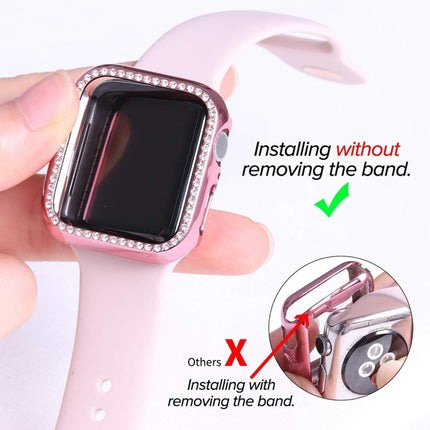 ENKAY Hat-Prince Electroplate PC Diamond Watch Case + Full Coverage Curved PET Screen Protector Film For Apple Watch Series 7 45mm