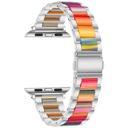 Metal + Resin Watchband For Apple Watch Series, 7 41mm / 6&SE&5&4 40mm / 3&2&1 38mm, 7 45mm / 6&SE&5&4 44mm / 3&2&1 42mm - DealBuddy