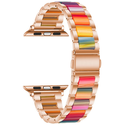 Metal + Resin Watchband For Apple Watch Series, 7 41mm / 6&SE&5&4 40mm / 3&2&1 38mm, 7 45mm / 6&SE&5&4 44mm / 3&2&1 42mm - DealBuddy