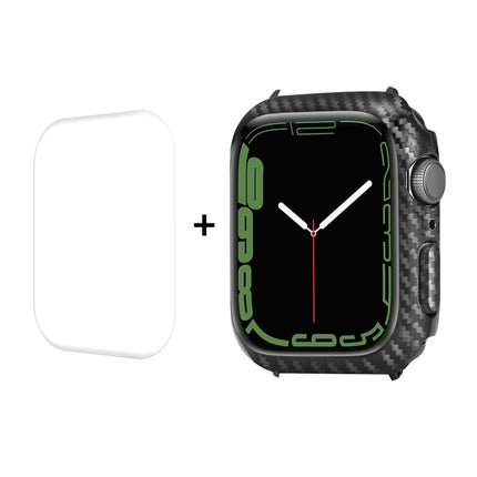 ENKAY Carbon Fiber PC Case + Full Coverage PET Screen Protector, For Apple Watch Series 9 / 8 / 7 41mm, For Apple Watch Series 9 / 8 / 7 45mm - DealBuddy