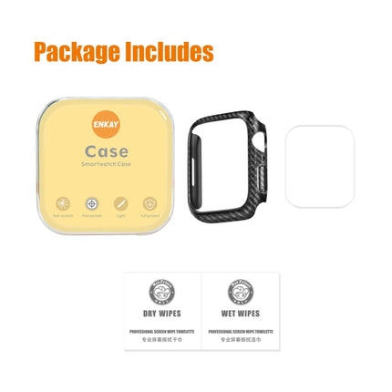 ENKAY Carbon Fiber PC Case + Full Coverage PET Screen Protector, For Apple Watch Series 9 / 8 / 7 41mm, For Apple Watch Series 9 / 8 / 7 45mm - DealBuddy