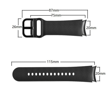 20mm Silicone Pasted Leather Strap, For Samsung Galaxy Watch 4 40mm, Samsung Galaxy Watch 4 44mm, For Samsung Galaxy Watch 4 Classic 42mm, For Samsung Galaxy Watch 4 Classic 46mm - DealBuddy