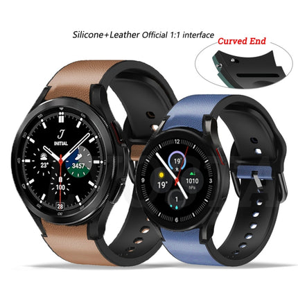 20mm Silicone Pasted Leather Strap, For Samsung Galaxy Watch 4 40mm, Samsung Galaxy Watch 4 44mm, For Samsung Galaxy Watch 4 Classic 42mm, For Samsung Galaxy Watch 4 Classic 46mm - DealBuddy