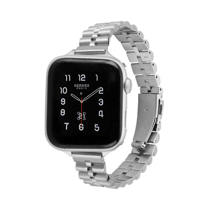 Half-Round Three-Bead Metal Watch Band For Apple Watch Series, 7 45mm / 6&SE&5&4 44mm / 3&2&1 42mm, 7 41mm / 6&SE&5&4 40mm / 3&2&1 38mm - DealBuddy