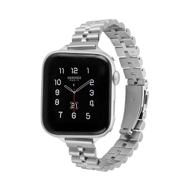 Half-Round Three-Bead Metal Watch Band For Apple Watch Series, 7 45mm / 6&SE&5&4 44mm / 3&2&1 42mm, 7 41mm / 6&SE&5&4 40mm / 3&2&1 38mm - DealBuddy