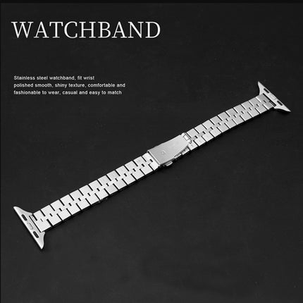 Half-Round Three-Bead Metal Watch Band For Apple Watch Series, 7 45mm / 6&SE&5&4 44mm / 3&2&1 42mm, 7 41mm / 6&SE&5&4 40mm / 3&2&1 38mm - DealBuddy