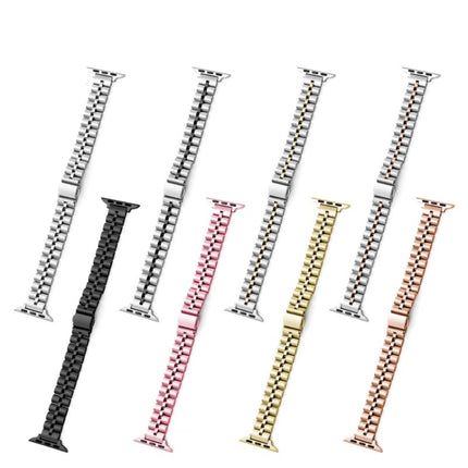 Half-Round Three-Bead Metal Watch Band For Apple Watch Series, 7 45mm / 6&SE&5&4 44mm / 3&2&1 42mm, 7 41mm / 6&SE&5&4 40mm / 3&2&1 38mm - DealBuddy