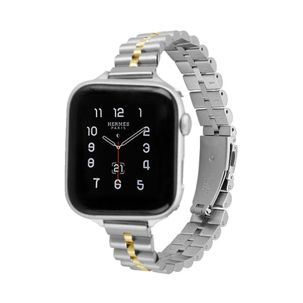 Half-Round Three-Bead Metal Watch Band For Apple Watch Series, 7 45mm / 6&SE&5&4 44mm / 3&2&1 42mm, 7 41mm / 6&SE&5&4 40mm / 3&2&1 38mm - DealBuddy