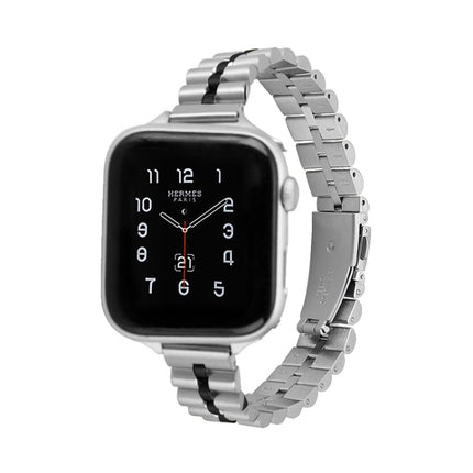 Half-Round Three-Bead Metal Watch Band For Apple Watch Series, 7 45mm / 6&SE&5&4 44mm / 3&2&1 42mm, 7 41mm / 6&SE&5&4 40mm / 3&2&1 38mm - DealBuddy