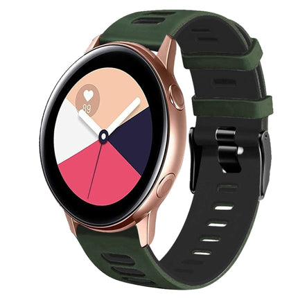 20mm Two-Color Silicone Watch Band, For Samsung Galaxy Watch 4 Classic 42mm, For Samsung Galaxy Watch Active 2 - DealBuddy