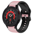 20mm Silicone Adhesive Leather Watch Band, For Samsung Galaxy Watch 5 40mm, For Samsung Galaxy Watch 5 44mm, For Samsung Galaxy Watch 5 Pro 45mm, For Samsung Galaxy Watch 4 40mm, For Samsung Galaxy Watch 4 44mm - DealBuddy