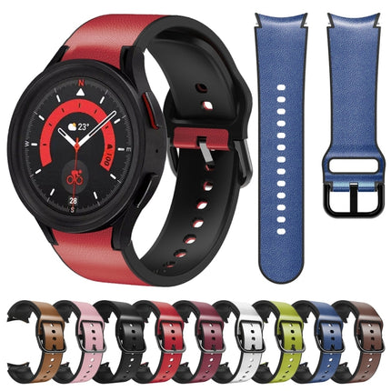 20mm Silicone Adhesive Leather Watch Band, For Samsung Galaxy Watch 5 40mm, For Samsung Galaxy Watch 5 44mm, For Samsung Galaxy Watch 5 Pro 45mm, For Samsung Galaxy Watch 4 40mm, For Samsung Galaxy Watch 4 44mm - DealBuddy