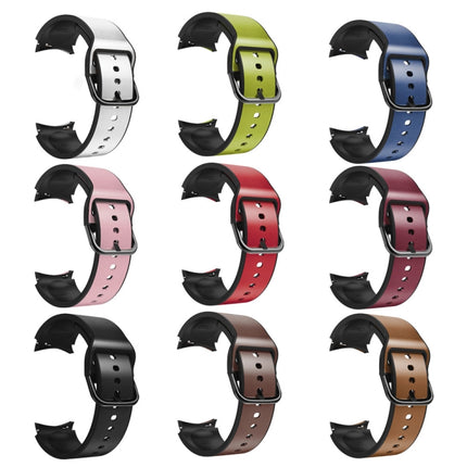 20mm Silicone Adhesive Leather Watch Band, For Samsung Galaxy Watch 5 40mm, For Samsung Galaxy Watch 5 44mm, For Samsung Galaxy Watch 5 Pro 45mm, For Samsung Galaxy Watch 4 40mm, For Samsung Galaxy Watch 4 44mm - DealBuddy