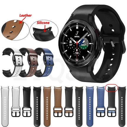 20mm Silicone Adhesive Leather Watch Band, For Samsung Galaxy Watch 5 40mm, For Samsung Galaxy Watch 5 44mm, For Samsung Galaxy Watch 5 Pro 45mm, For Samsung Galaxy Watch 4 40mm, For Samsung Galaxy Watch 4 44mm - DealBuddy
