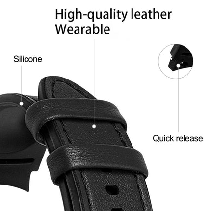 20mm Silicone Adhesive Leather Watch Band, For Samsung Galaxy Watch 5 40mm, For Samsung Galaxy Watch 5 44mm, For Samsung Galaxy Watch 5 Pro 45mm, For Samsung Galaxy Watch 4 40mm, For Samsung Galaxy Watch 4 44mm - DealBuddy