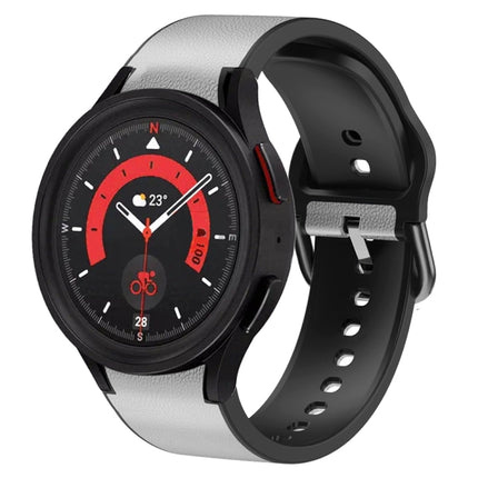 20mm Silicone Adhesive Leather Watch Band, For Samsung Galaxy Watch 5 40mm, For Samsung Galaxy Watch 5 44mm, For Samsung Galaxy Watch 5 Pro 45mm, For Samsung Galaxy Watch 4 40mm, For Samsung Galaxy Watch 4 44mm - DealBuddy