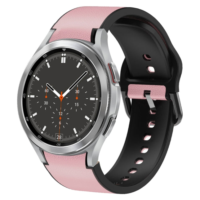 20mm Silicone Adhesive Leather Watch Band, For Samsung Galaxy Watch 4 Classic 46mm, For Samsung Galaxy Watch 4 Classic 42mm, For Samsung Galaxy Watch Active 2 - DealBuddy
