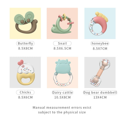 MoFun 2029A 2 in 1 Baby Rattle & Teether 6-piece Set with Whale Storage Box