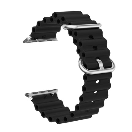 Ocean Silicone Metal Head Watch Band, For Apple Watch Ultra 49mm / Series 8&7 45mm, For Apple Watch Series 8&7 41mm / SE 2&6&SE&5&4 40mm / 3&2&1 38mm - DealBuddy