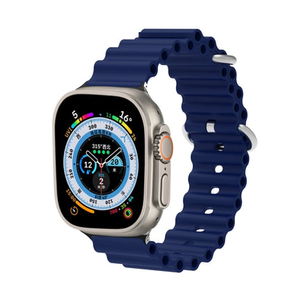Ocean Silicone Metal Head Watch Band, For Apple Watch Ultra 49mm / Series 8&7 45mm, For Apple Watch Series 8&7 41mm / SE 2&6&SE&5&4 40mm / 3&2&1 38mm - DealBuddy