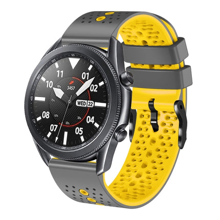 22mm Perforated Two-Color Silicone Watch Band, For Samsung Galaxy Watch3 45mm, For Samsung Galaxy Watch 46mm, For Samsung Gear S3 Classic, For Samsung Gear S3 Frontier - DealBuddy