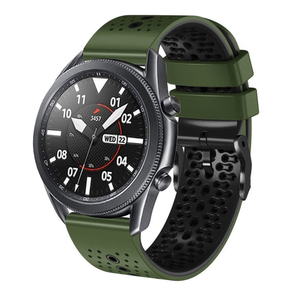 22mm Perforated Two-Color Silicone Watch Band, For Samsung Galaxy Watch3 45mm, For Samsung Galaxy Watch 46mm, For Samsung Gear S3 Classic, For Samsung Gear S3 Frontier - DealBuddy