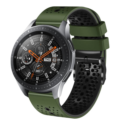 22mm Perforated Two-Color Silicone Watch Band, For Samsung Galaxy Watch3 45mm, For Samsung Galaxy Watch 46mm, For Samsung Gear S3 Classic, For Samsung Gear S3 Frontier - DealBuddy