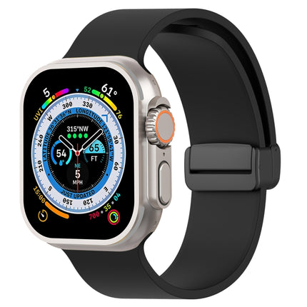 Magnetic Black Buckle Smooth Silicone Watch Band, For Apple Watch Ultra 49mm, For Apple Watch Series 8&7 45mm, For Apple Watch Series 8&7 41mm - DealBuddy