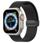 Magnetic Black Buckle Smooth Silicone Watch Band, For Apple Watch Ultra 49mm, For Apple Watch Series 8&7 45mm, For Apple Watch Series 8&7 41mm - DealBuddy