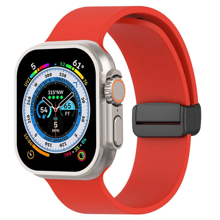 Magnetic Black Buckle Smooth Silicone Watch Band, For Apple Watch Ultra 49mm, For Apple Watch Series 8&7 45mm, For Apple Watch Series 8&7 41mm - DealBuddy