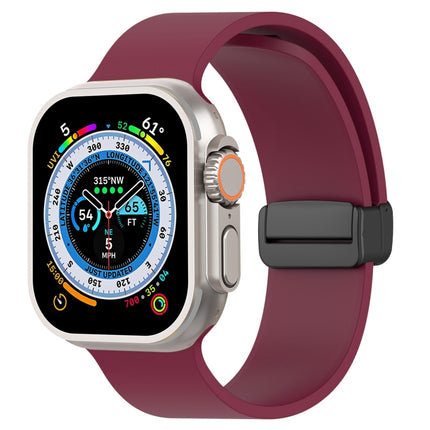 Magnetic Black Buckle Smooth Silicone Watch Band, For Apple Watch Ultra 49mm, For Apple Watch Series 8&7 45mm, For Apple Watch Series 8&7 41mm - DealBuddy