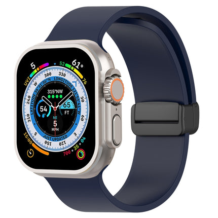 Magnetic Black Buckle Smooth Silicone Watch Band, For Apple Watch Ultra 49mm, For Apple Watch Series 8&7 45mm, For Apple Watch Series 8&7 41mm - DealBuddy
