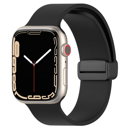 Magnetic Black Buckle Smooth Silicone Watch Band, For Apple Watch Ultra 49mm, For Apple Watch Series 8&7 45mm, For Apple Watch Series 8&7 41mm - DealBuddy