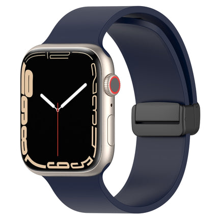 Magnetic Black Buckle Smooth Silicone Watch Band, For Apple Watch Ultra 49mm, For Apple Watch Series 8&7 45mm, For Apple Watch Series 8&7 41mm - DealBuddy