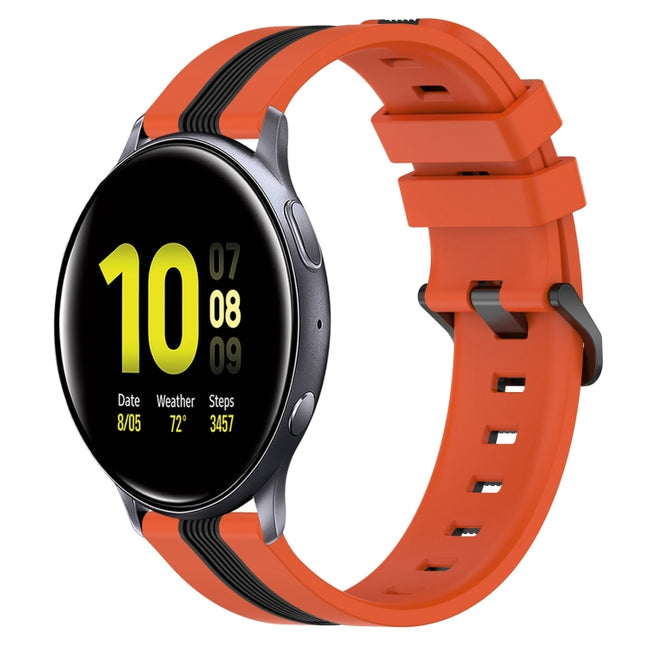 20mm Vertical Two-Color Silicone Watch Band, For Samsung Galaxy Watch Active2 40mm, For Samsung Galaxy Watch Active2 44mm, For Samsung Galaxy Watch 42mm, For Samsung Galaxy Watch 6 44mm - DealBuddy