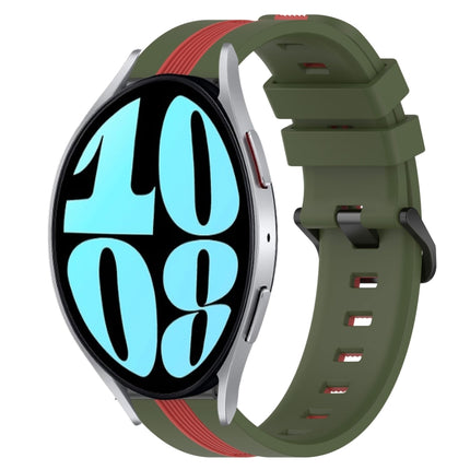 20mm Vertical Two-Color Silicone Watch Band, For Samsung Galaxy Watch 6 40mm, For Samsung Galaxy Watch 6 Classic 43mm - DealBuddy