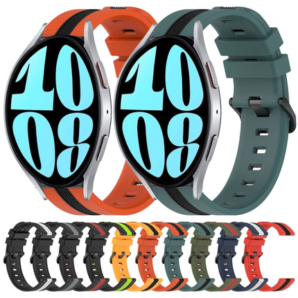 20mm Vertical Two-Color Silicone Watch Band, For Samsung Galaxy Watch 6 40mm, For Samsung Galaxy Watch 6 Classic 43mm - DealBuddy