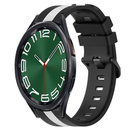 20mm Vertical Two-Color Silicone Watch Band, For Samsung Galaxy Watch 6 40mm, For Samsung Galaxy Watch 6 Classic 43mm - DealBuddy