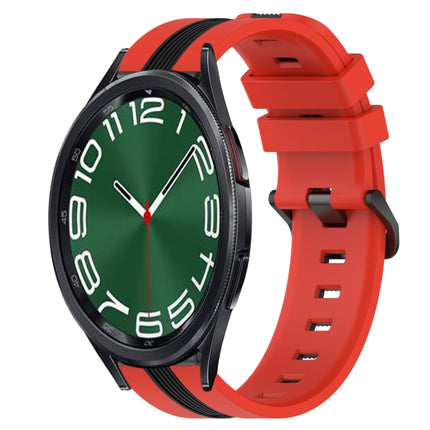 20mm Vertical Two-Color Silicone Watch Band, For Samsung Galaxy Watch 6 40mm, For Samsung Galaxy Watch 6 Classic 43mm - DealBuddy