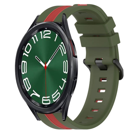 20mm Vertical Two-Color Silicone Watch Band, For Samsung Galaxy Watch 6 40mm, For Samsung Galaxy Watch 6 Classic 43mm - DealBuddy