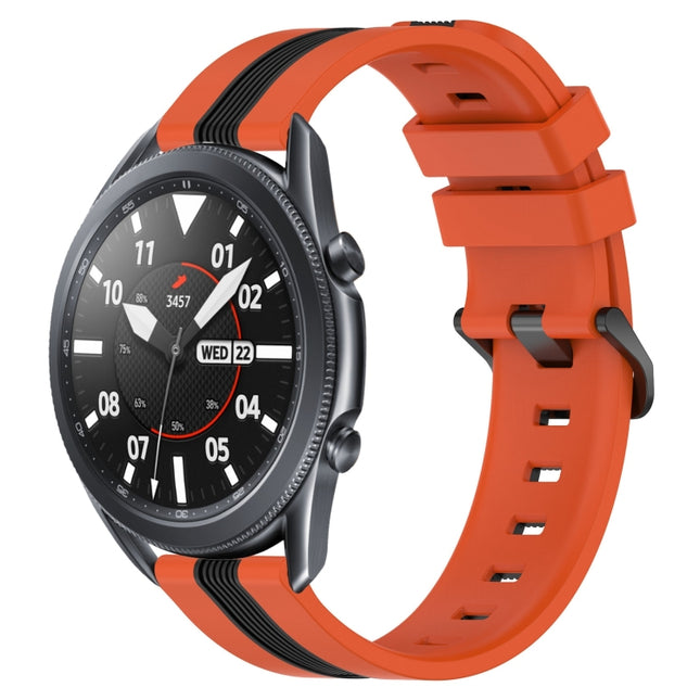 22mm Vertical Two-Color Silicone Watch Band, For Samsung Galaxy Watch3 45mm, For Samsung Galaxy Watch 46mm, For Samsung Gear S3 Classic, For Samsung Gear S3 Frontier - DealBuddy
