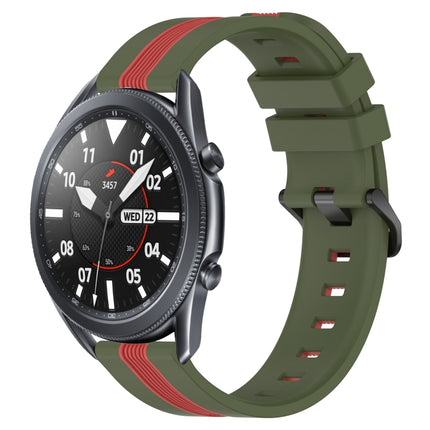 22mm Vertical Two-Color Silicone Watch Band, For Samsung Galaxy Watch3 45mm, For Samsung Galaxy Watch 46mm, For Samsung Gear S3 Classic, For Samsung Gear S3 Frontier - DealBuddy