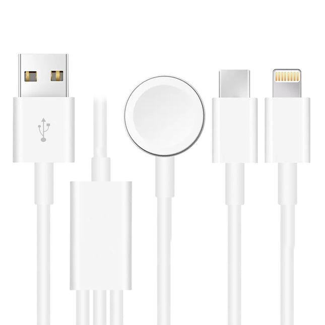 For Apple Watch Series & iPhone & Phone with Type-C Port 3 in 1 USB Magnetic Charging Cable 4ft/1.2m - DealBuddy