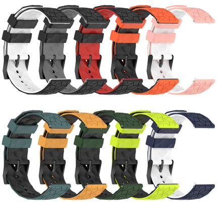20mm Football Pattern Two-Color Silicone Watch Band, For Samsung Galaxy Watch Active 2 44mm, For Samsung Galaxy Watch 42mm - DealBuddy