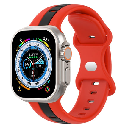 Butterfly Buckle Two-Color Silicone Watch Band, For Apple Watch Ultra 49mm, For Apple Watch Series 8&7 45mm, For Apple Watch Series 8&7 41mm - DealBuddy