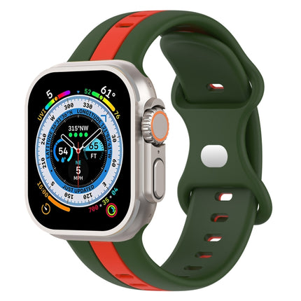 Butterfly Buckle Two-Color Silicone Watch Band, For Apple Watch Ultra 49mm, For Apple Watch Series 8&7 45mm, For Apple Watch Series 8&7 41mm - DealBuddy