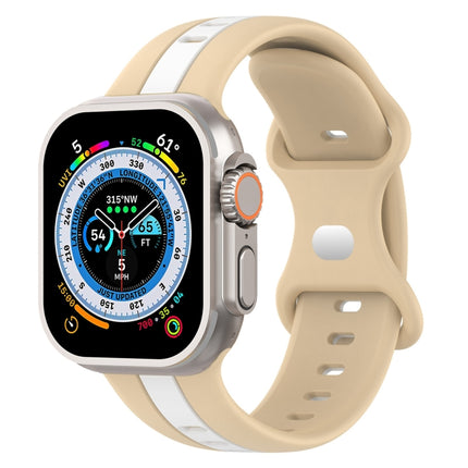Butterfly Buckle Two-Color Silicone Watch Band, For Apple Watch Ultra 49mm, For Apple Watch Series 8&7 45mm, For Apple Watch Series 8&7 41mm - DealBuddy