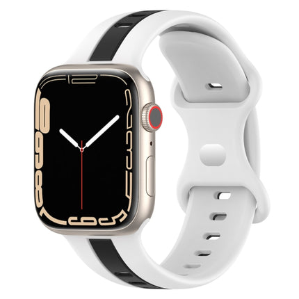 Butterfly Buckle Two-Color Silicone Watch Band, For Apple Watch Ultra 49mm, For Apple Watch Series 8&7 45mm, For Apple Watch Series 8&7 41mm - DealBuddy